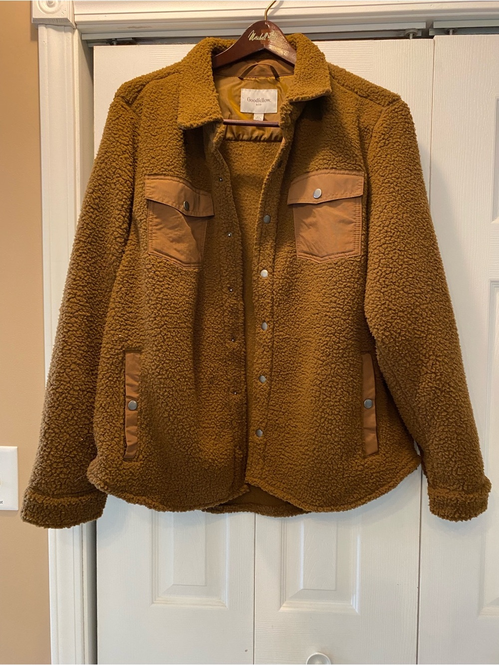 Goodfellow & Co Mustard Brown Sherpa Snap Jacket